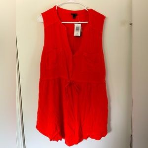 Torrid Cotton Tank with Chest Pockets and Cinch Tie